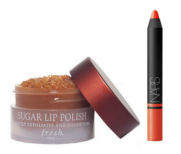 Fresh Sugar Lip Polish $29 for 17g and Nars Timanfaya Satin Lip Pencil in Mandarin Red $38.png